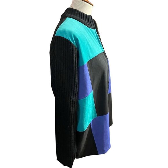 JM Collection By Jennifer Moore Y2K 90’s/2000’s Era color Block Full Zip Sweater - Picture 7 of 12
